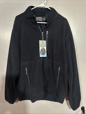 Free Country Men's Black Full-Zip Fleece Jacket with Zipper Pockets